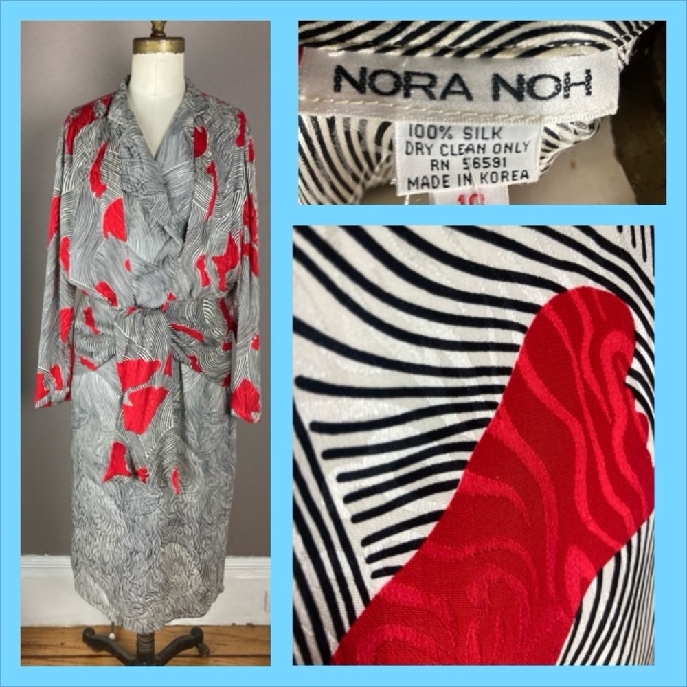 1980s Nora Noh Silk Print Dress - Medium